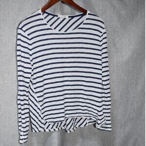 rag & bone/JEAN Navy & White Striped Long Sleeve Top XS